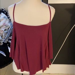 Maroon off shoulder shirt
